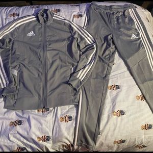 Grey Adidas sweatsuit